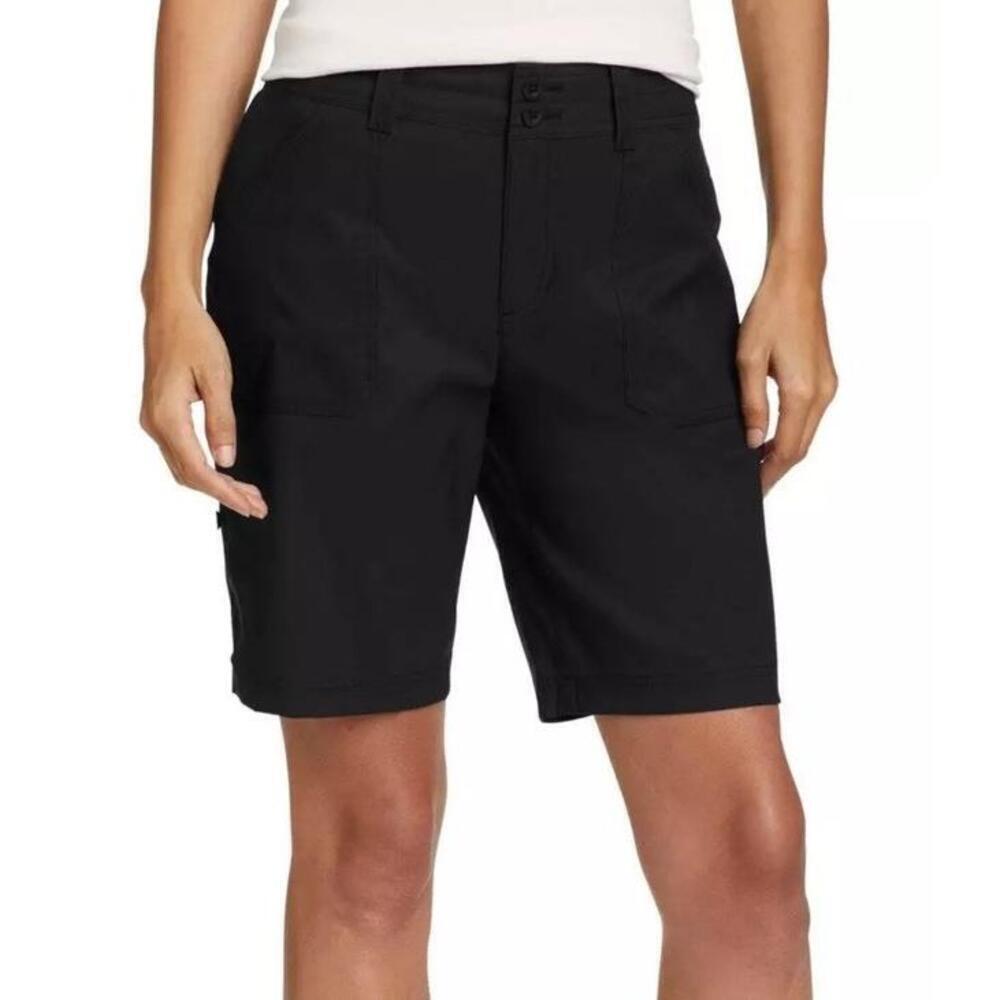 Eddie Bauer Women's Stretch UPF 50 Rolled Hem Bermuda Short , Black, Size 4 AP